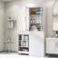 Armoire de rangement haute avec 4 tablettes coulissantes multifonctionnelles à 2 niveaux et 2 portes en verre, parfaite pour la cuisine, la salle à manger et le salon-495136511