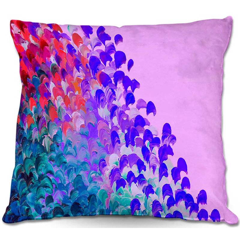 Reversible Throw Pillow, 18" x 18", Purple/Red/Blue