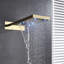 Fontana Melfi 22" LED Brushed Gold Digital Wall Mount Waterfall Rainfall Shower System with Square Handheld Shower