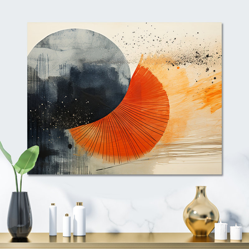Éclipse solaire noire et orange - impression murale abstraite en métal MT137233, H 12 po x l 20 po x P 1 po
