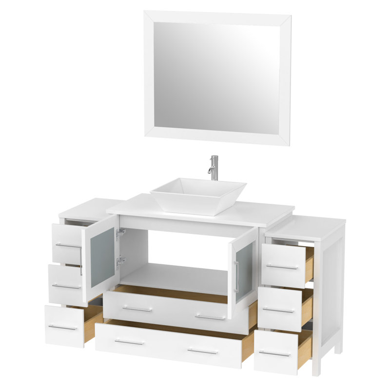  Ensemble de meuble-lavabo simple 60 "avec miroir 60", blanc