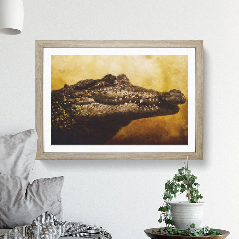 Alligator - Framed Print, 36cm H x 48cm W x 2cm D, Oak Framed