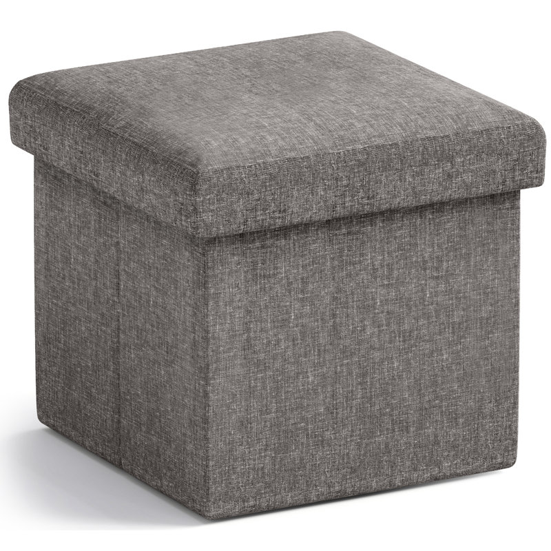 Small Foldable Square Linen Storage Bench Suitable For Living Room, Bedroom, Dormitory, Dark Gray