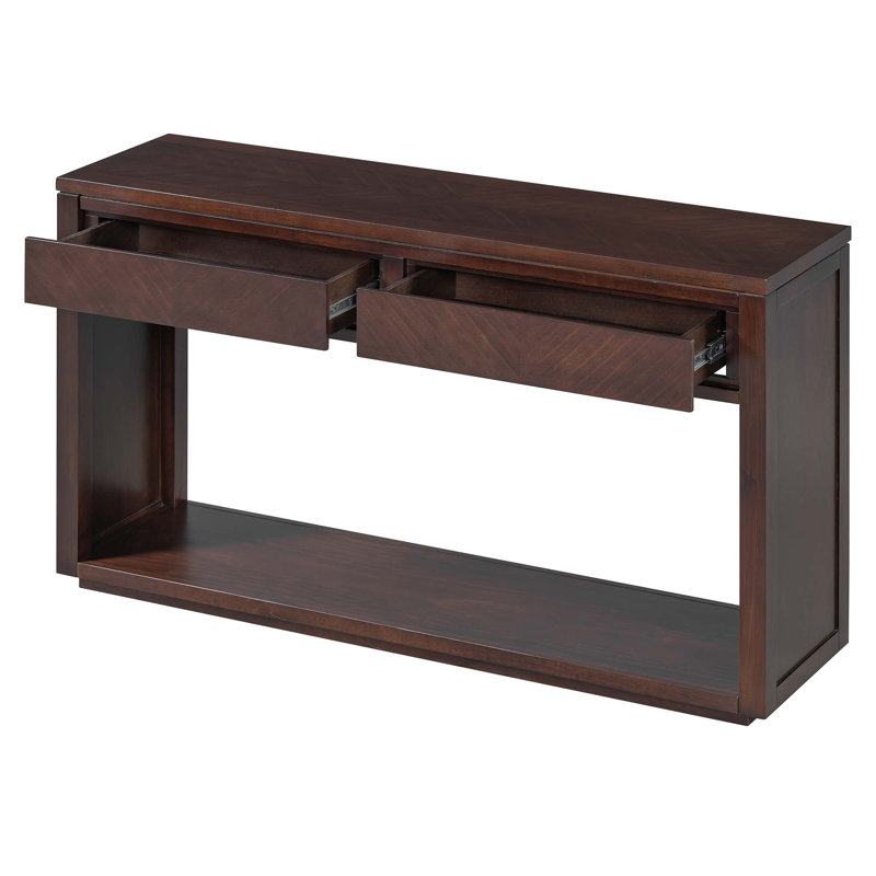 55" Rustic Wooden Entryway Console Table With Storage Drawers & Open Shelf, Espresso