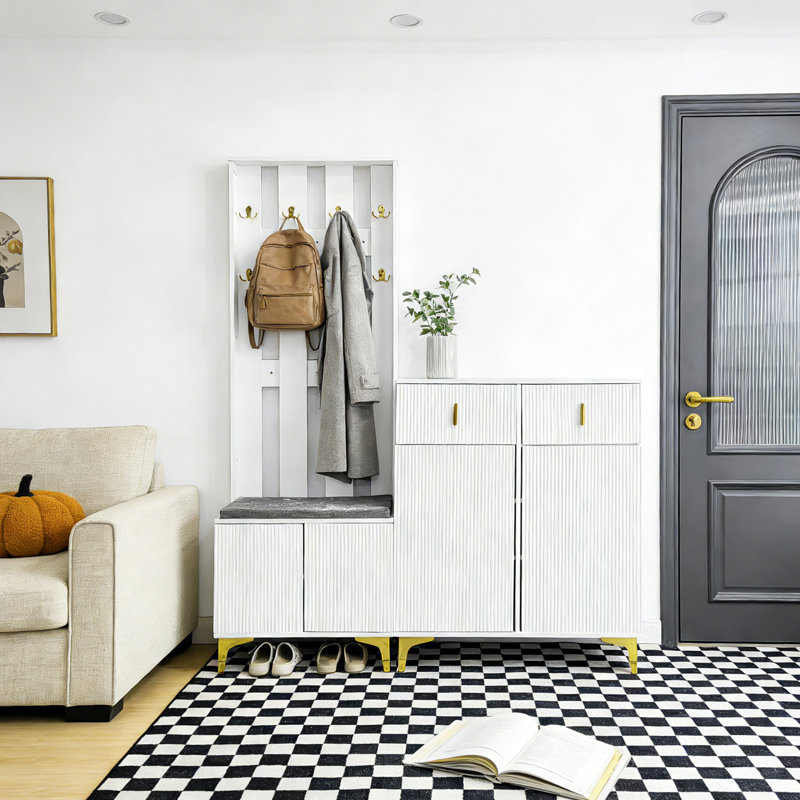 Ensemble de garde-robe moderne, armoire à chaussures avec tiroirs, rangement pour chaussures avec armoire à porte et arbre d'entrée