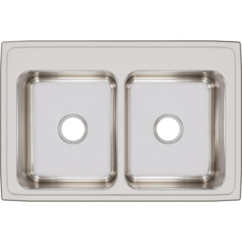 Lustertone 33" L x 22" W Double Basin Drop-In Kitchen Sink, 0 hole