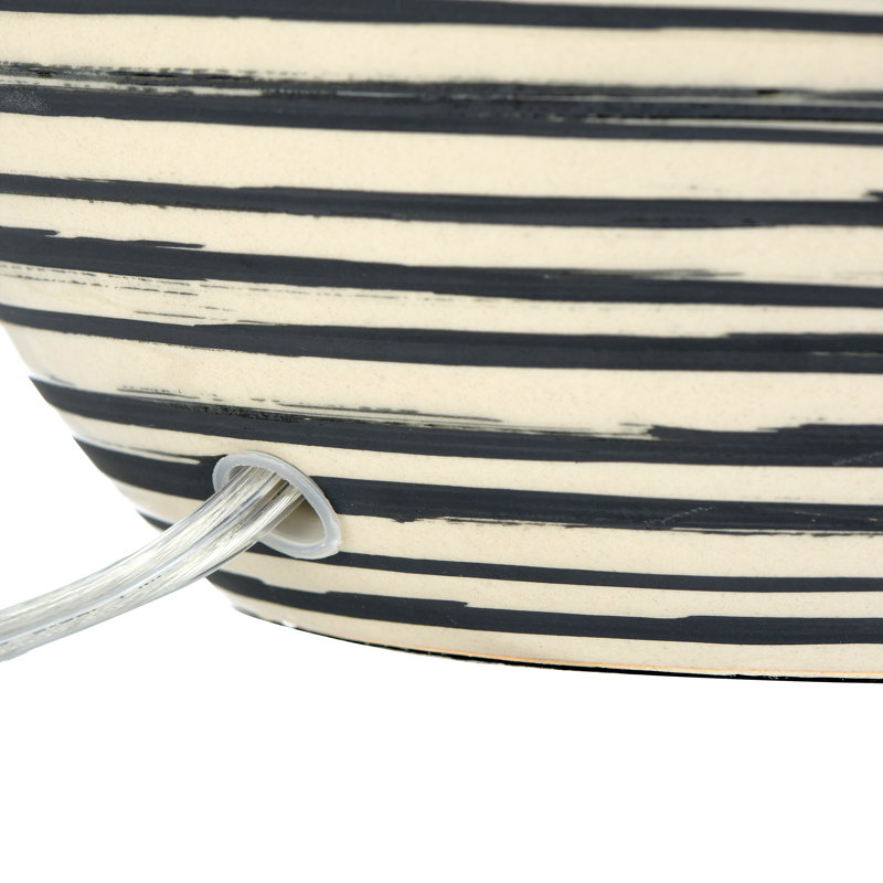 Modern Black and Gray Ceramic Table Lamp with Linen Shade