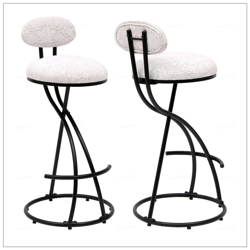 2 tabourets de bar ronds avec pieds en métal, Noir