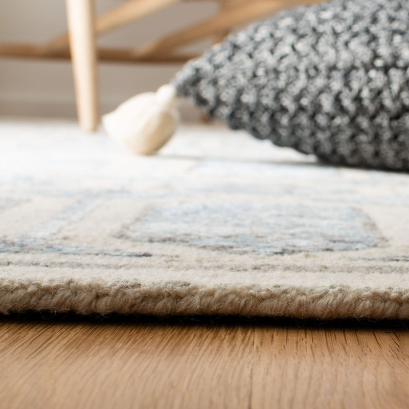 Sand & Stable™ Monhegan Geometric Handmade Tufted Ivory/Blue Area Rug