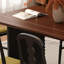 Table de salle à manger rectangulaire en bois massif brun, beige et noir et pierre frittée-1609527817