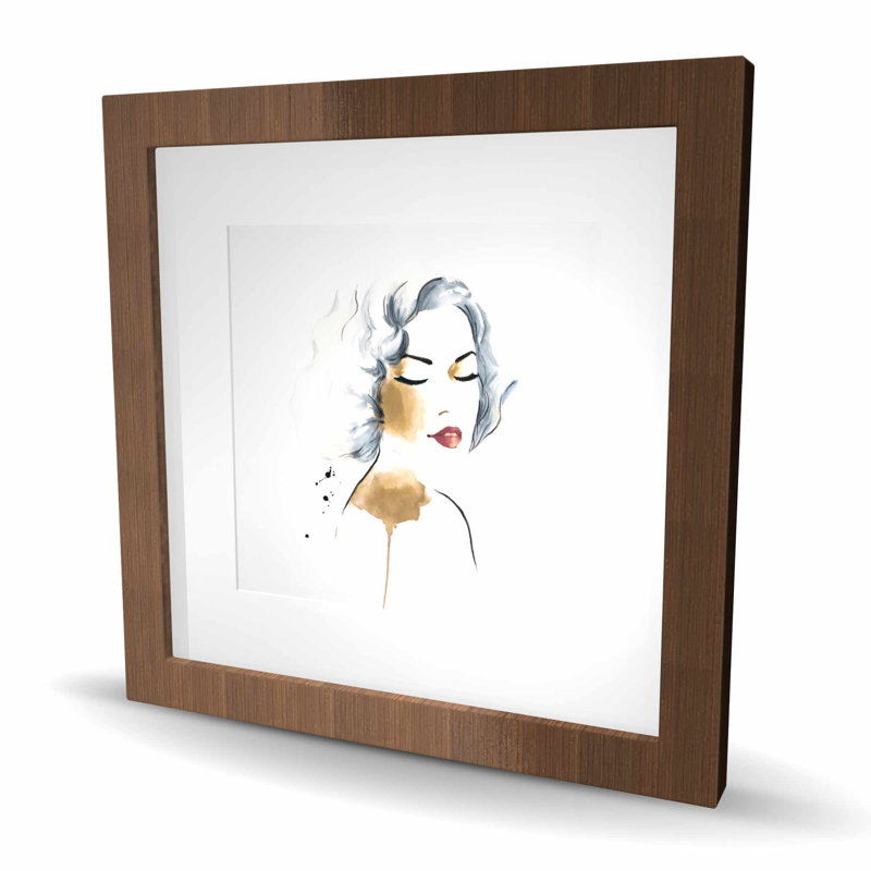 «Classic Woman Watercolor», impression encadrée avec passe-partout, Brun, H 16 po x l 16 po
