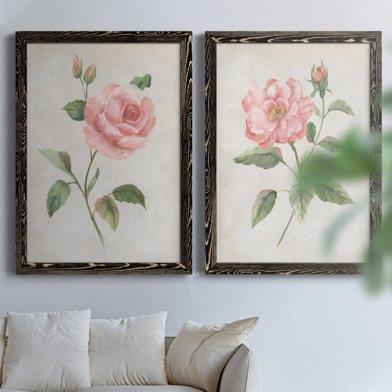 Grandiflora I - 2 Piece Single Picture Frame Painting on Canvas, Black, 44" H x 31" W x 1" D