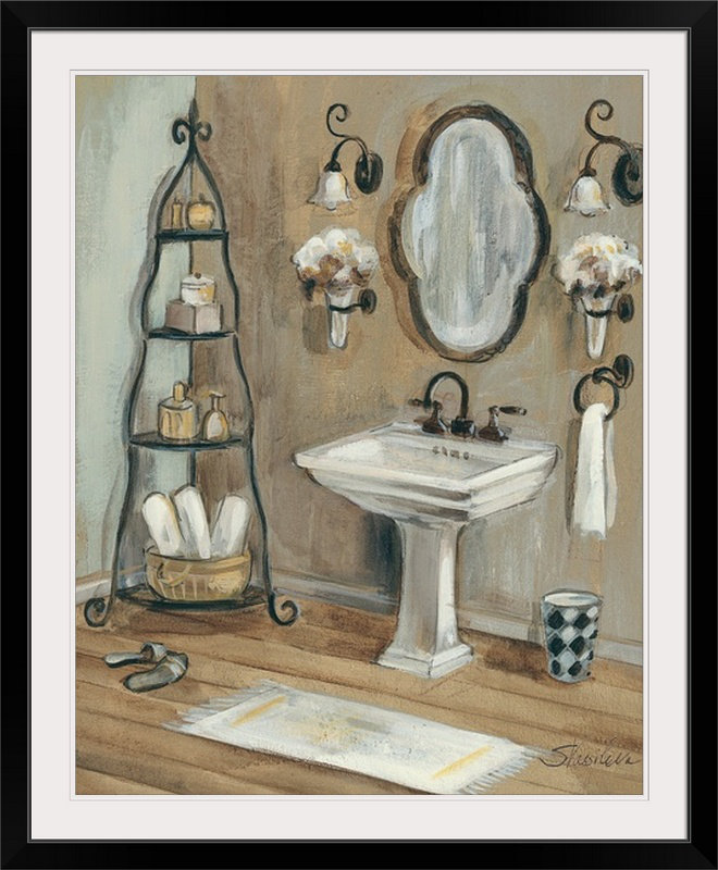 French Bathroom French Bath I by Silvia Vassileva - Print, 23" H x 20" W x 1" D, Black Framed