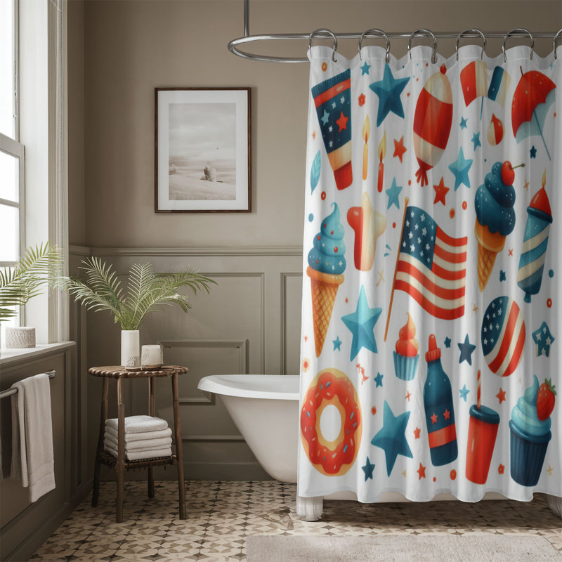 Rideau de douche standard 1 pièce Cisnero Stars & Stripes, H 74 po x l 40 po