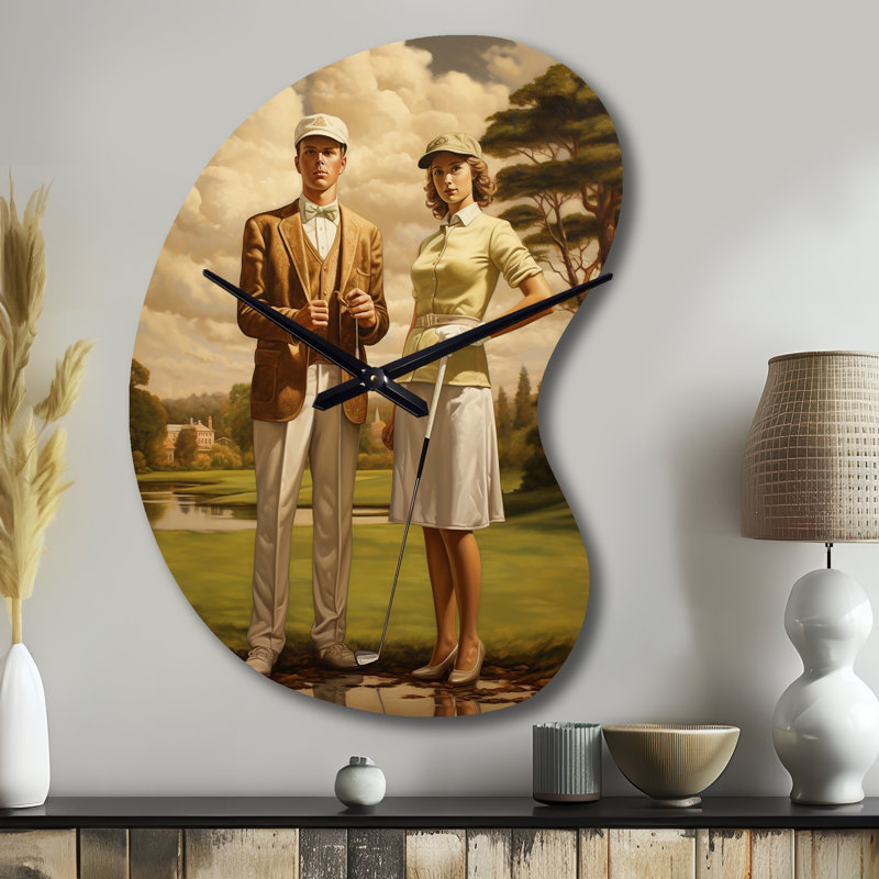 Horloge murale en métal à forme libre de style Warda Golf Timeless Golf - Golf, Petit