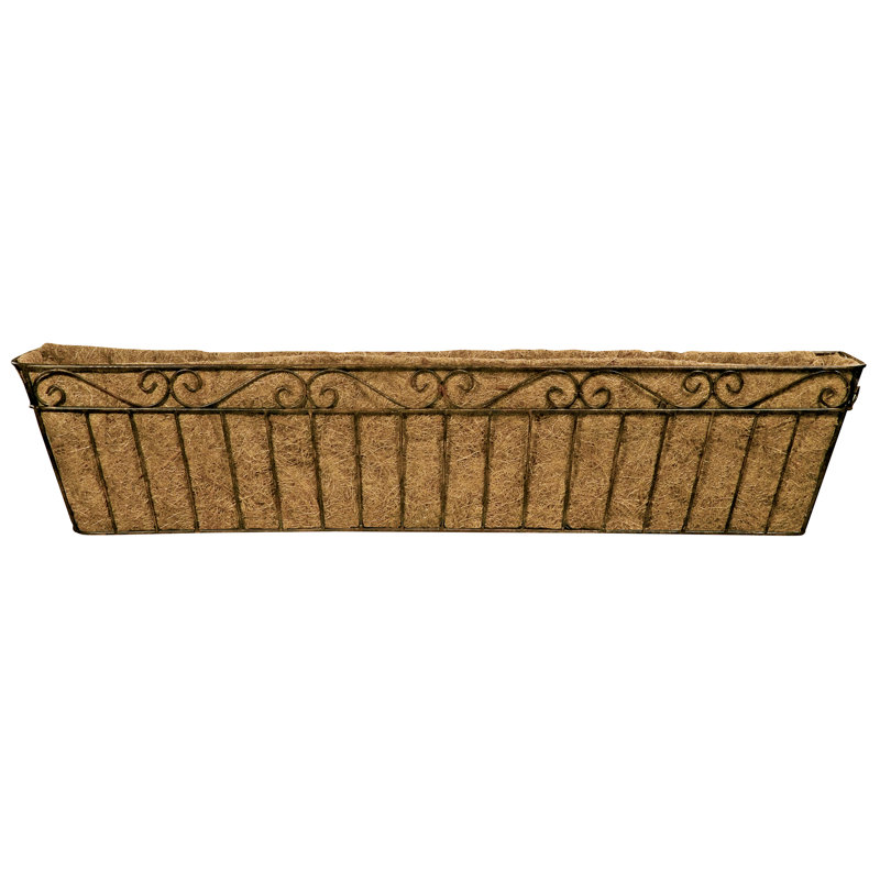 Macintyre Handmade Metal Railing Planter, 9" H x 43" W x 8" D, Brown