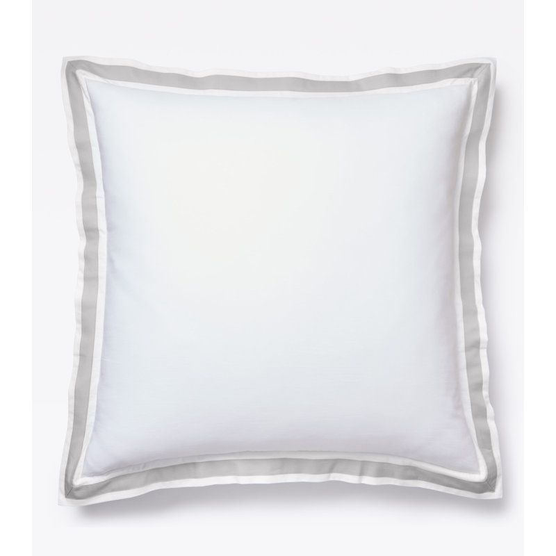 510 Thread Count Cotton Percale Euro Sham with Sky Border Frame, White/Gray