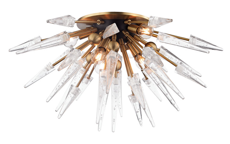 Sparta Glass Flush Mount, Aged Brass