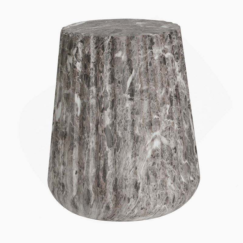 Outdoor Cleme Carved Side Table, Brown, Brown