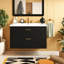 Meuble-lavabo mural avec structure en bois massif, panneau de fibres à densité moyenne de haute qualité, assemblage facile, conception peu encombrante, armoire de salle de bain flottante avec tasseau de soutien supplémentaire-136751489