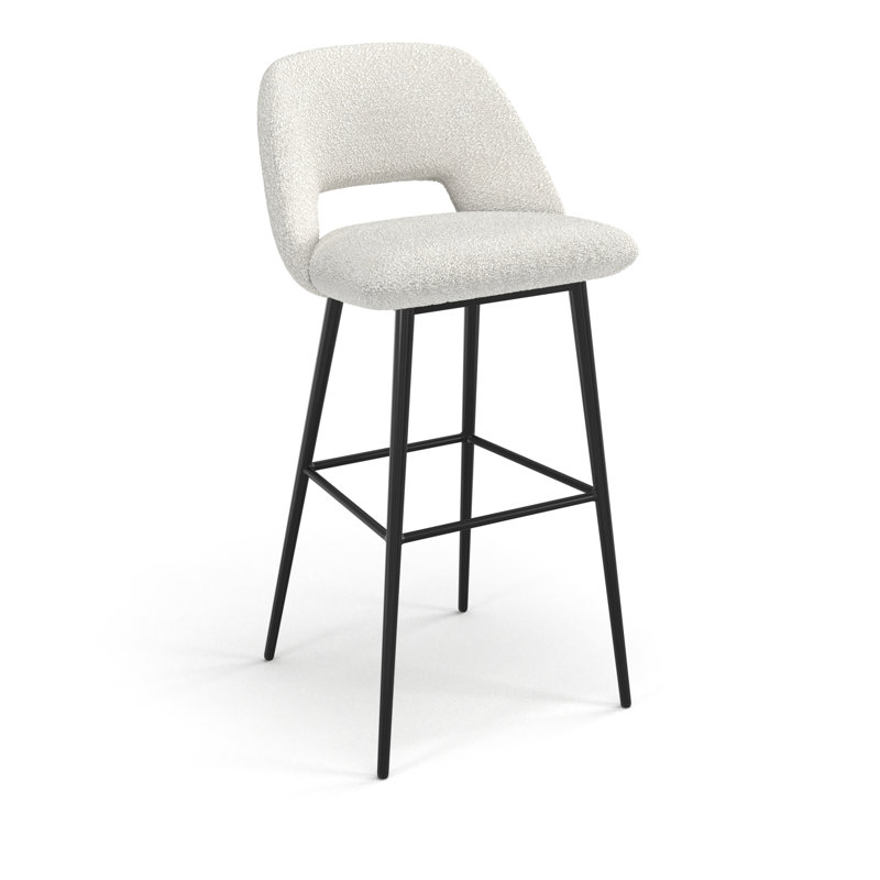 Valdez Boucle Upholstered Stool, Bar Stool (29” Seat Height), White Boucle