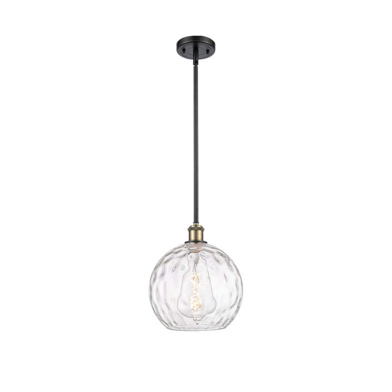 Luminaire suspendu sphérique 1 lumière Cindi, H 13 po x l 10 po x P 10 po, DEL, Laiton antique noir