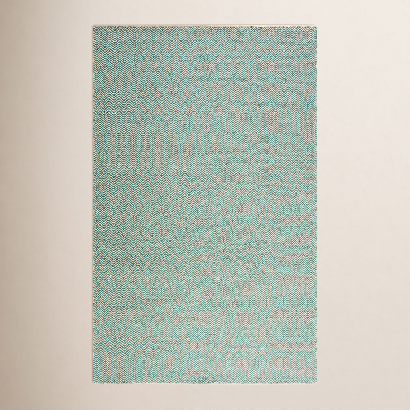 Rita Green Hand-Woven Chevron Wool Rug, Rectangle 8' x 10'
