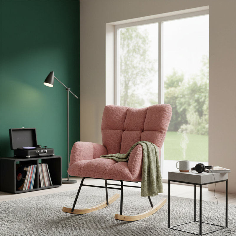 Chaise berçante rembourrée Modern, Rose