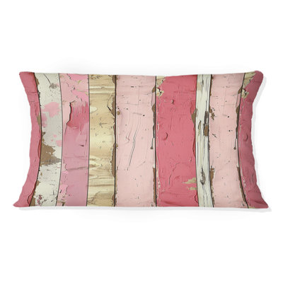 Coussin lombaire transitionnel rose doré à fines rayures Glam II