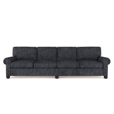 Leroy Rolled Panel-Arm Extra Long Sofa with Bun Feet