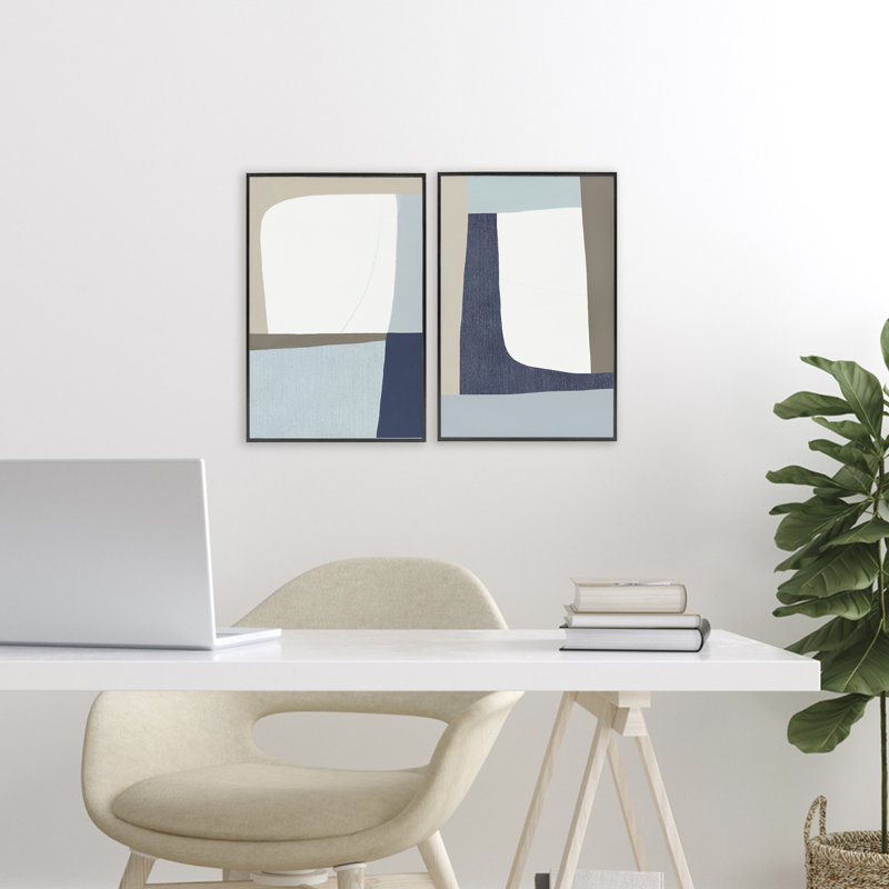 Ensemble de 2 giclées encadrées Minimal Natural Flow, design par Hannah Dawson, Giclée encadrée noir minuit