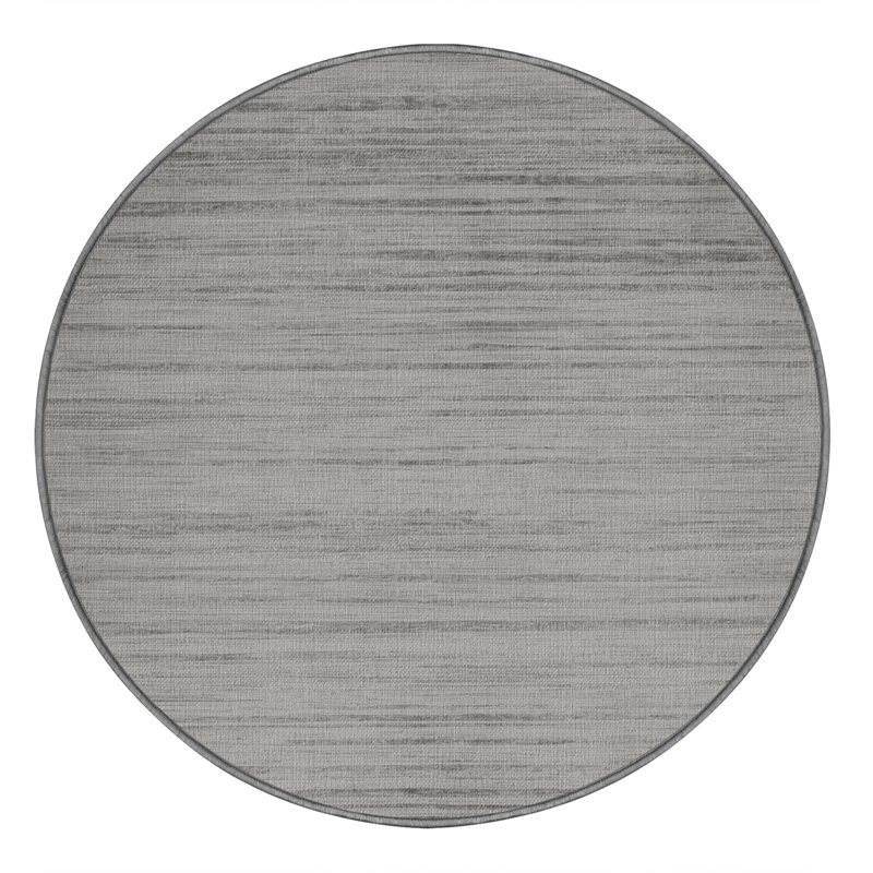 Machine Washable Solid Gray Area Rug, Round 8'