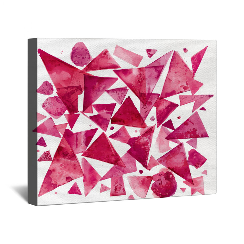 Toile tendue avec triangles géométriques roses en plusieurs tailles, 20 po x 30 po