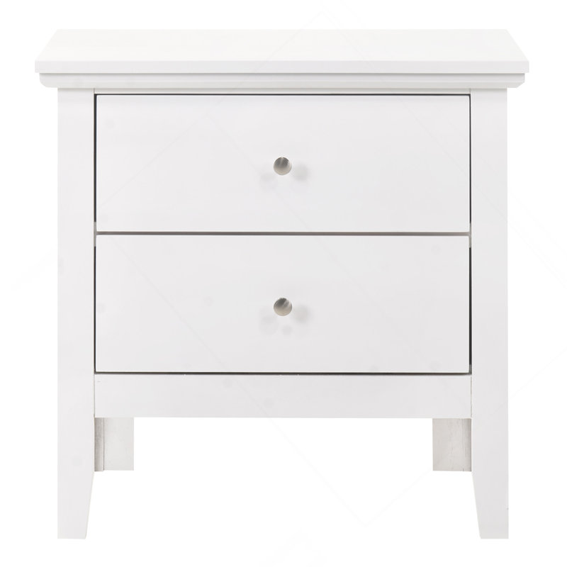 Table de chevet transitionnelle blanche élégante, Blanc