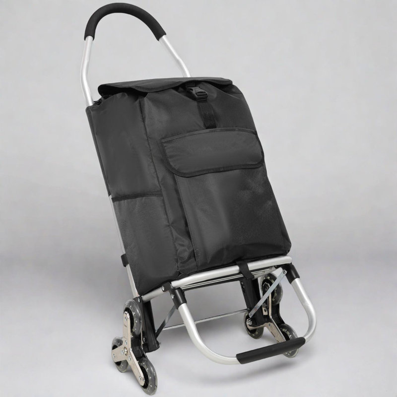 Chariot pliable avec roues triangulaires et sac imperméable amovible, Noir