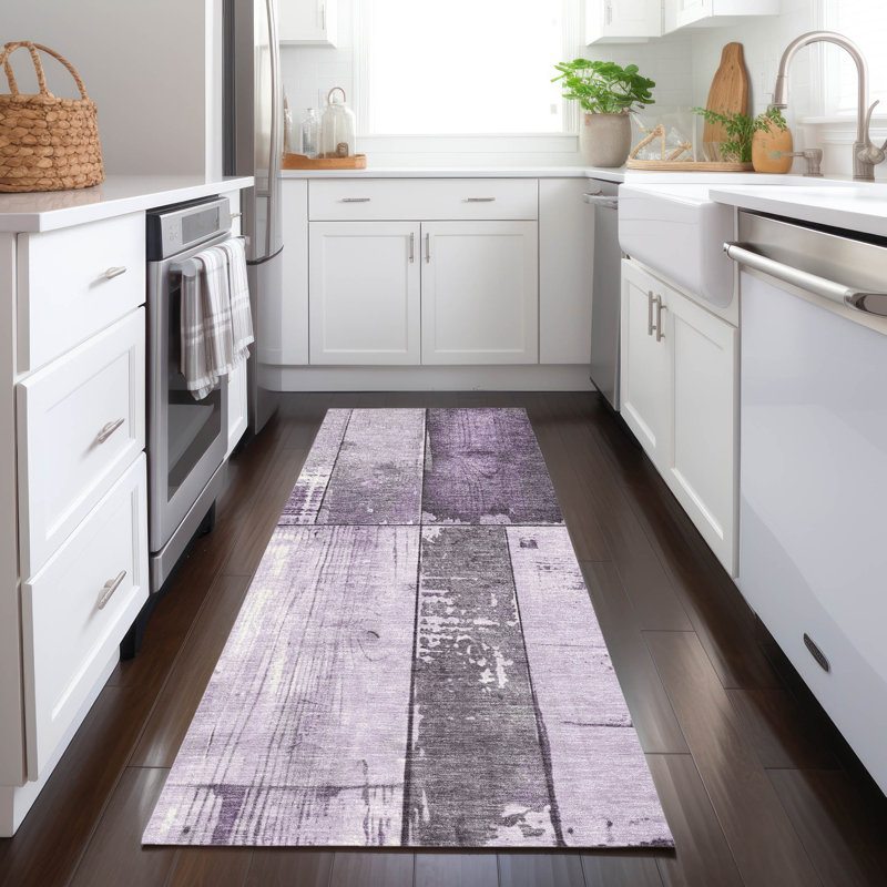 Machine Washable Indoor/Outdoor Xhevrie Purple Rug, Runner 2'3" x 7'6" 