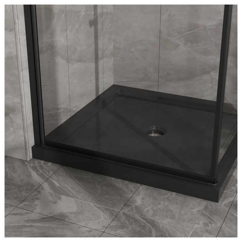 Cabine de douche d'angle moderne avec base Goodyo, porte pivotante en verre sans cadre 36 po x 36 po et plateau en acrylique