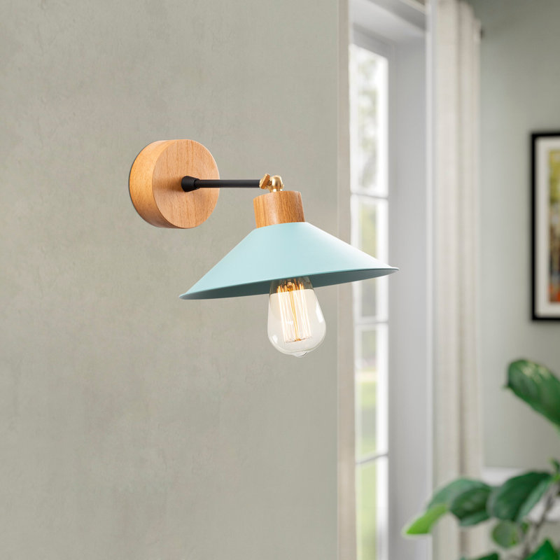Modern Wall Lamp with Turquoise Iron Body, 9.4 in Diameter x 7.9 in Height | Hornbeam Base, E27 Socket (Max 40W) | Stylish & Functional Design for Home Decor, IP20 Rated, Perfect for Any Room