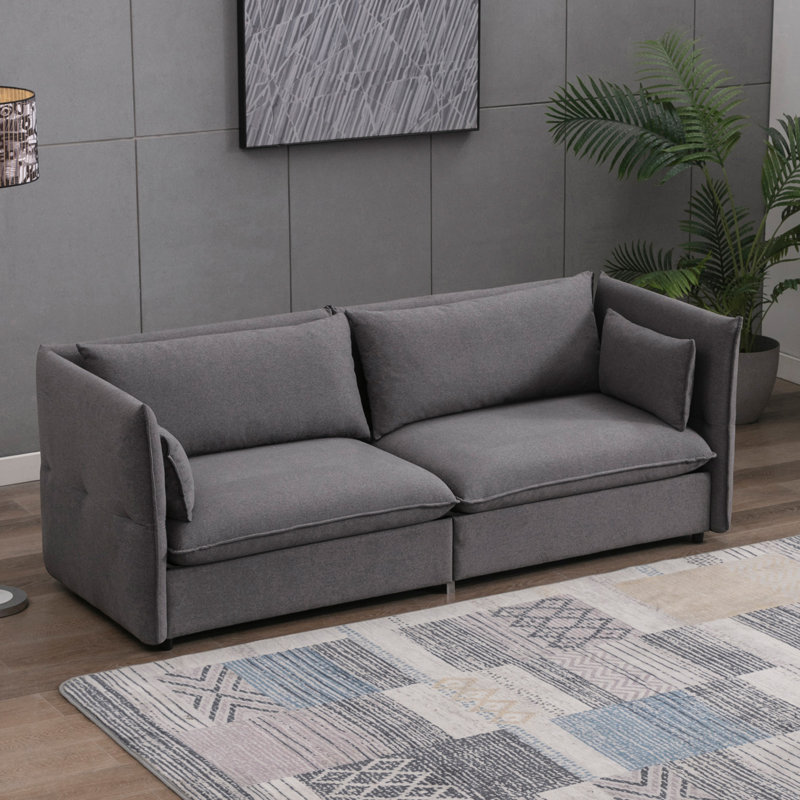 Chalmette 86.6'' Upholstered Reclining Sofa, Grey