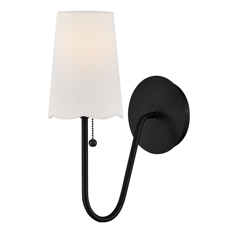 Groover Scalloped Linen Shade Wall Sconce, Black