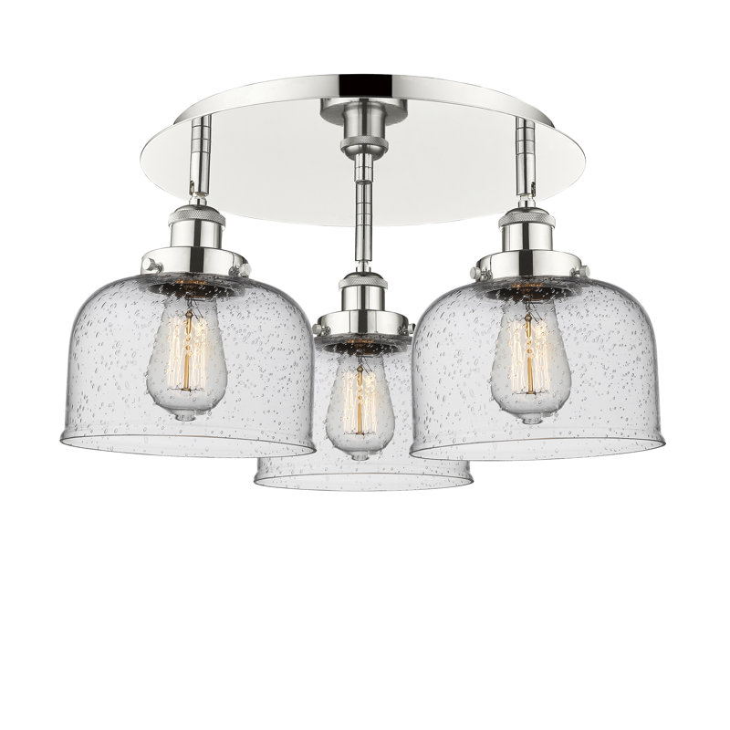 Bejtullah Glass Flush Mount, Clear Deco Swirl, Polished Nickel