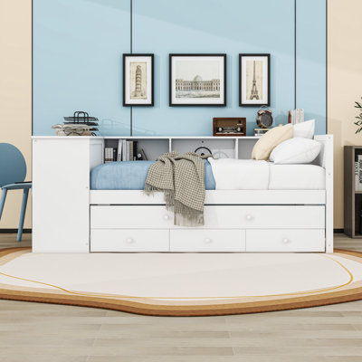 Daybed with Trundle, Storage Drawers and Shelves