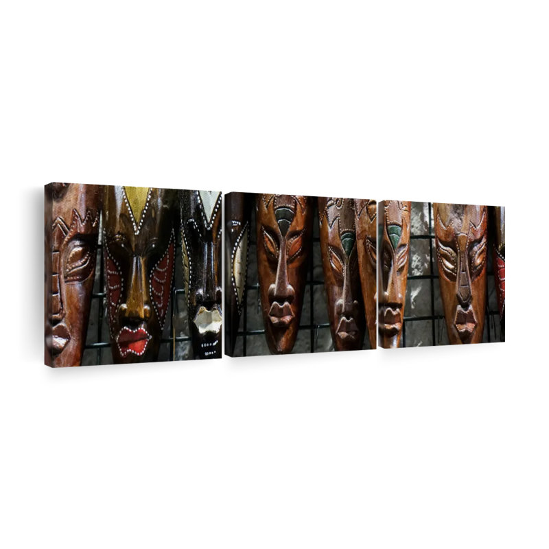 Caravane africaine sculptée, reproduction d'art sur toile, H 12 po x l 38 po x P 1,25 po