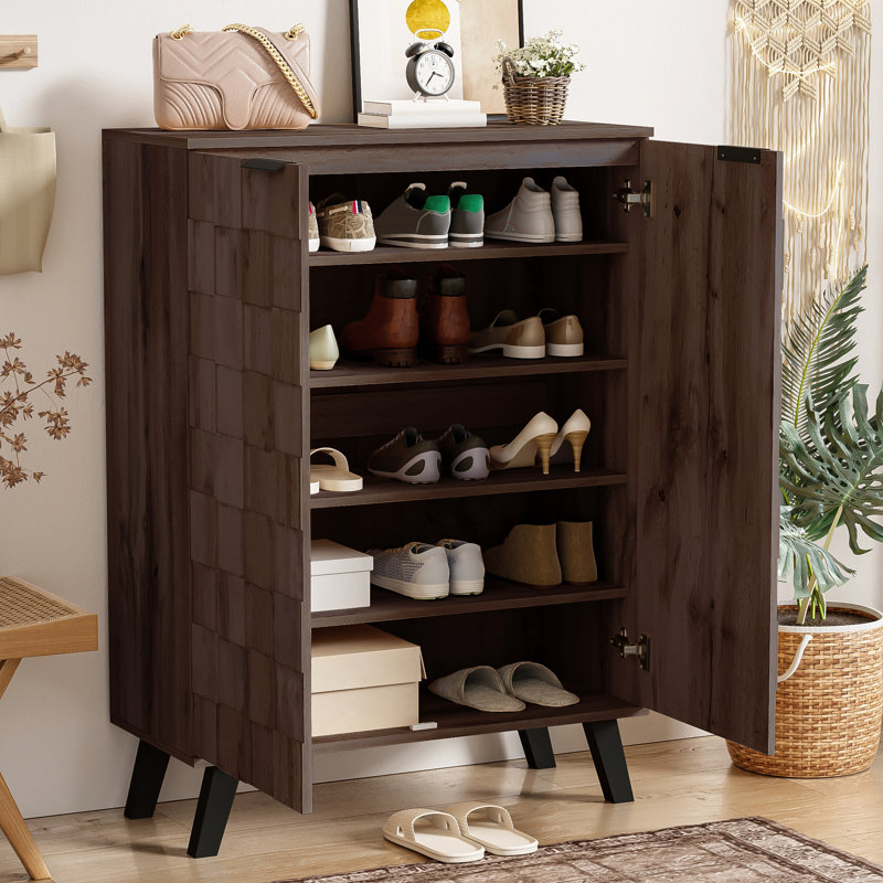 15 Pair Shoe Storage Cabinet, Walnut