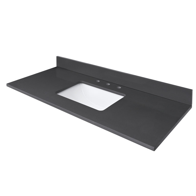 49 Quartz Material 1 Single Bathroom Vanity Top Yes Sink, Ural Gray