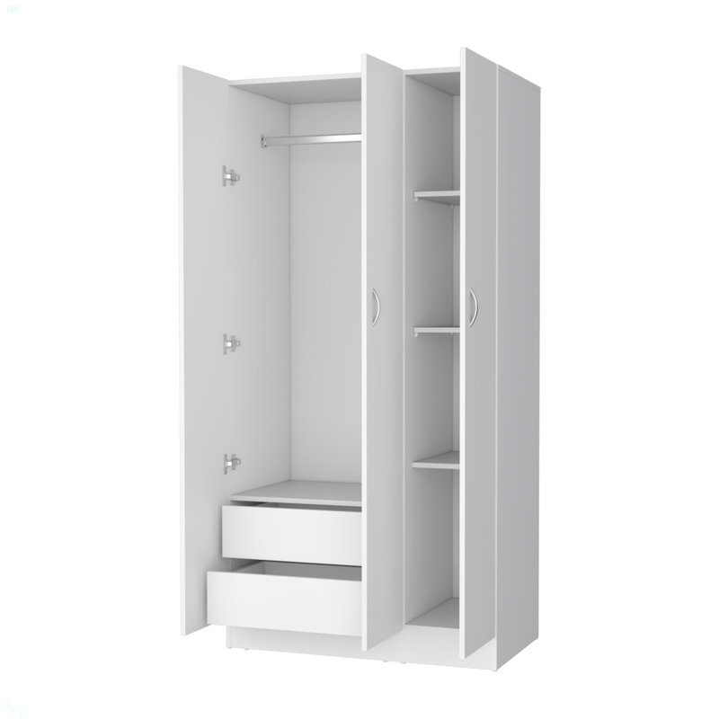 Armoire 3 portes avec tringle Augusta, Blanc