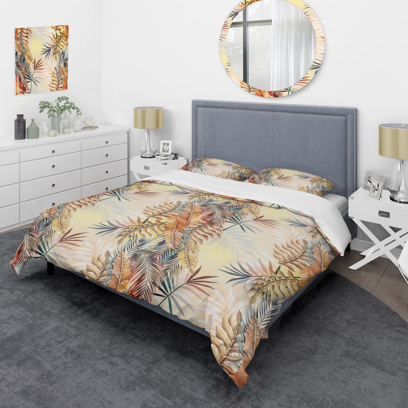 Ensemble de housse de couette en microfibre orange / vert Orange, Housse de couette simple + 1 taie décorative stan