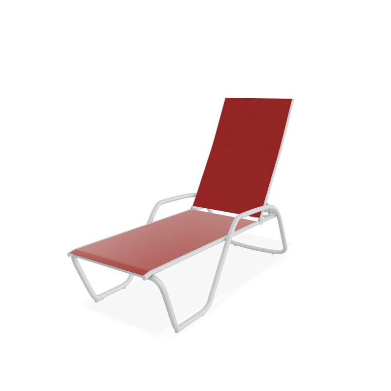 Chaise longue inclinable Gardenella, Rouge 1D Sunbrella®, Blanc texturé