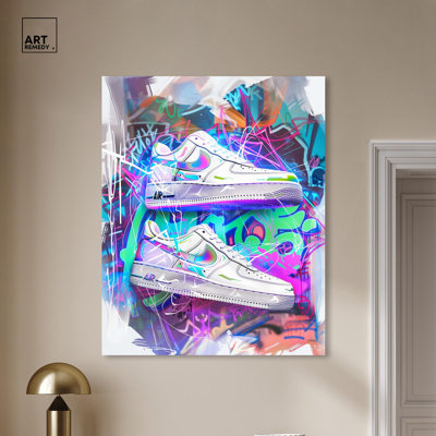Toile murale Neon Graffiti Sneaker, art par Art Remedy