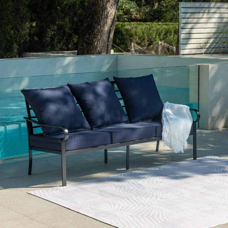 7-Piece Metal Frame Patio Furniture Set with Swivel Rocking Chairs & Multi-Functional Ottoman, 5.75" Thick Cushions for Lawn Garden Backyard